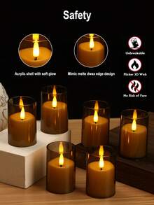 6PCS/12PCS Flameless Candles Battery Operated Candles Real Wax Pillar LED Candles With Remote & Timer , Stable Acrylic Shell, For Thanksgiving, Christmas, Halloween, Wedding,Window Candles, Valentines Gifts, New Years Gifts Thanksgiving ,Party ,Table, Home Fireplace Decor Wedding Festival Decor , Holiday Romantic Decor,Fireplace And Home Decor - 款式[A] - 查看 9