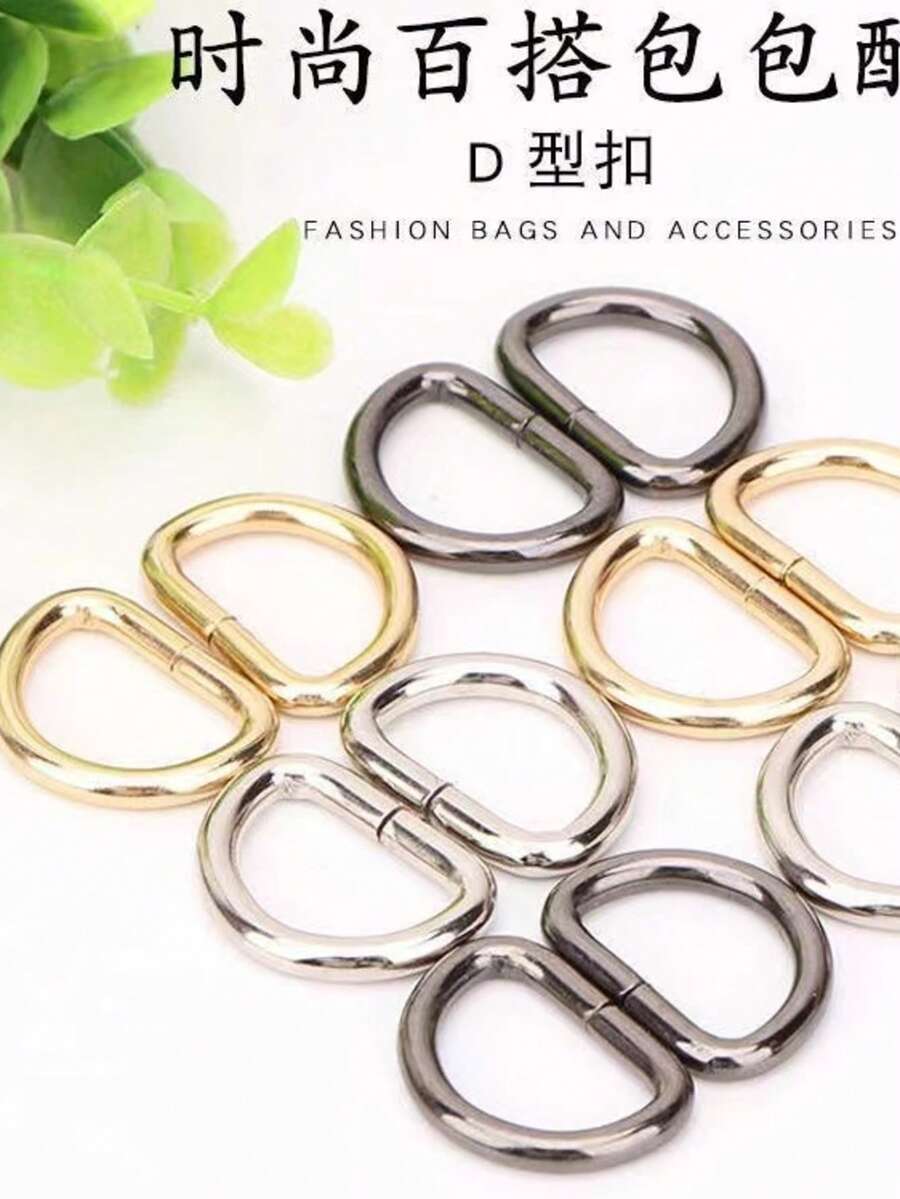 10 vòng kim loại hình chữ D, dùng để làm ví, khóa kim loại hình chữ D, dùng cho dây đeo, thắt lưng, ví, đồ thủ công, vòng cổ thú cưng, phụ kiện phần cứng ba lô - Bạc - Xem 1