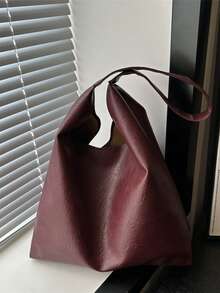 大容量时尚 Ankla 红色时尚通勤手提包，适合女士，二合一单肩和腋下托特包，用途广泛，2025 年秋冬新品 - 酒紅色 - 查看 11