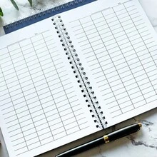 1 Spiral Bound Universal Grid Attendance Logbook, 50 Sheets/100 Pages, Work Diary Horizontal (15 Rows X 9 Columns), Vertical (23 Rows X 6 Columns), Data And Inventory Management Notebook, Accounting, Student And Work Use - Text, Back To School, Learning Supplies, Suitable For Students, Accountants, Clerks, Warehouse Managers, Applicable In Classrooms, Offices, Finance Departments, Warehouses - Rectangle - View 6