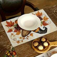 4pcs/6pcs/8pcs Elegant Autumn Placemats, Featuring Pumpkin & Witch Hat Designs With Fallen Leaves, Durable Polyester, Machine Washable, Suitable For Home Kitchen, Parties, Birthdays, Seasonal Decor, Autumn, Home, Halloween, 11.81*17.72 Inches - Multicolor - View 10