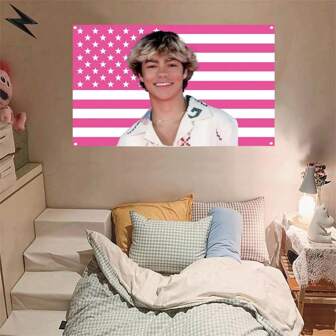 Malachi Barton Malachi 美国国旗挂毯，粉色 Daniel 美国设计，150x90 厘米，涤纶带黄铜索环，Barton 卧室墙面装饰