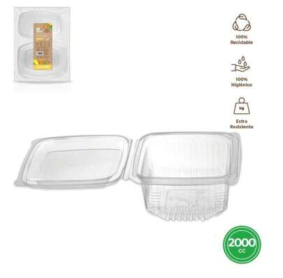 Recipiente Plástico Retangular Reutilizável Polipropileno Muito Resistente Tampa Articulada 250cc/375cc/500cc/750cc/1000cc/1500cc/2000cc Para Escolher Transparente Uso Alimentar MAXI Qualidade de Confiança Quantidades Sortidas Para Escolher Diferentes Preços