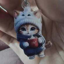 1 件/套 暖冬猫 2D 平面亚克力吊坠手机防尘塞 兼容 Apple/Type-C - 彩色 - 查看 6