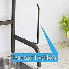 Escurridor de platos ajustable de 2 niveles de 25.5 a 33.5 pulgadas, de acero metálico para encima del fregadero, con ganchos, soporte para toallas de papel y utensilios (Negro) - Negro - Ver 5