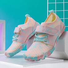 儿童夏季新款水上运动鞋，随机动物纹印花，透气网眼鞋面，低帮设计，速干赤足鞋，女童沙滩/游泳鞋，橡胶防滑鞋底，户外骑行，室内健身瑜伽跑步跳跃多功能训练鞋 - 粉色 - 查看 10