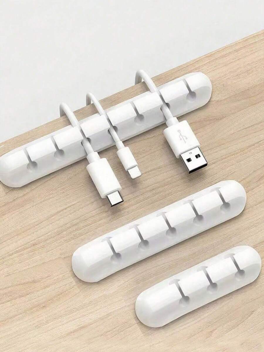 1pc Phone Data Cable Organizer, Charging Cable Holder Clip, Desktop Computer Earphone Cable Tidy Clip, Self-Adhesive Cable Winder Clip For Office, Dorm And Home Use Charger Accessories