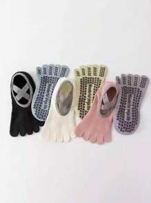 1/3/6 pares de calcetines de yoga de cinco dedos para mujer, calcetines profesionales finos, transpirables y antideslizantes para deportes en interiores, danza, pilates, calcetines de otoño