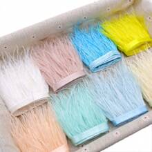 1米/39.37英寸人造羽毛饰边DIY婚纱羽毛丝带工艺品手工缝制流苏服装配饰8-10厘米