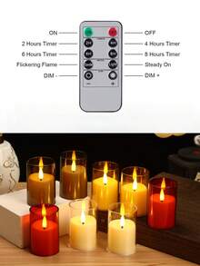 6PCS/12PCS Flameless Candles Battery Operated Candles Real Wax Pillar LED Candles With Remote & Timer , Stable Acrylic Shell, For Thanksgiving, Christmas, Halloween, Wedding,Window Candles, Valentines Gifts, New Years Gifts Thanksgiving ,Party ,Table, Home Fireplace Decor Wedding Festival Decor , Holiday Romantic Decor,Fireplace And Home Decor - 款式[A] - 查看 7