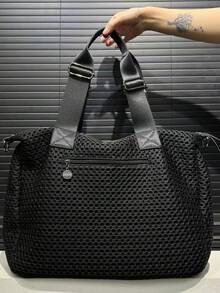 Ladies' Fashion Y2K Mesh Shoulder Bag Large Capacity Splicing Rivet Retro Diagonal Cross Bag Multiple Pockets Urban Street Style Handbag Suitable For Daily Use Is A Perfect Gift, Summer - Black - View 7