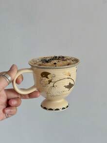 1 set 200 ml Tasse à café et soucoupe en céramique blanche vintage avec orchidée, verrerie en céramique rétro japonaise, assiette à dessert à rayures verticales, vaisselle de maison, tasse à thé et soucoupe en céramique vieillie cuite au four, mug à fleurs d'orchidée blanche, élégante tasse à café et soucoupe pour le thé de l'après-midi, assiette noix de coco