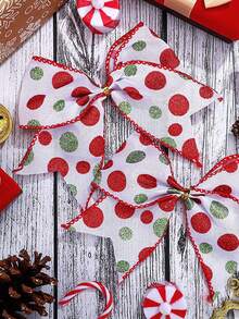 3 Rolls Christmas Wired Ribbon, Red And Lemon Green Christmas Wrapping Ribbon, 6.3cm Wide Polka Dot Fabric Christmas Decoration DIY Craft Home Decor Christmas Decorations Room Decor Winter - Multicolor - View 6