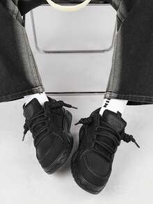 男士四季时尚、百搭、舒适、防滑、轻便、低帮滑板鞋 - 黑色 - 查看 8