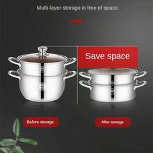 Sus304 Stainless Steel Steamer Pot, Soup Pot, Porridge Pot, Milk Pot, Small Cooking Pot, Suitable For Gas Stove And Induction Cooker Seafood Boil - Silver - View 7