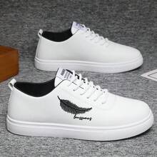 Casual Fashion Comfortable Versatile Simple Lace-Up Men Skateboarding Shoes - Black and White - View 1