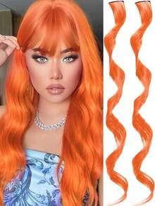 20inch Kids' Colored Curly Hair Extensions, One-Piece Seamless Invisible Clip-In Hair Extension For Adorable And Sweet Look - Multicolor - View 14