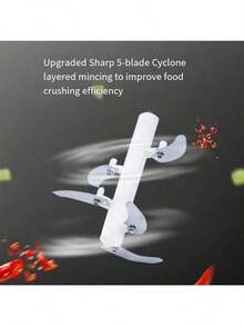 Picadora de alimentos manual de 900ml - Picador de acero inoxidable de 5 cuchillas para cebollas, chiles y jengibre | Triturador de verduras y ajo con base antideslizante | Accesorio esencial para hacer salsa y preparar comidas