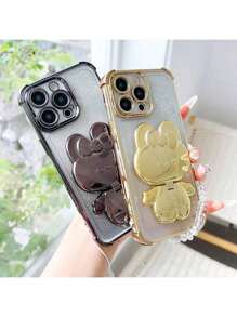 四角闪片手机壳，带旋转支架、水晶腕带和渐变闪片插卡，可拆卸二合一防震防水防刮保护套，适用于 6/7/8/X/XS/XR/11/12/13/14/15/16/16e、Galaxy S22/23/24/25/S24 FE/S25 EDGE、A04/05/06/A07/A14/A15/A16/A17/A24/A25/A34、Redmi Note 9/10/11/12/13、Redmi 9/10/12/13C 14C、OPPO、MOTO、荣耀 X、HW、Realme C53 C55 C61 C63 C75 等机型。 - 黑色 - 查看 5