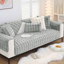 Soft Warm Faux Fur Couch Sofa Cover Thick Shaggy Fuzzy Sectional Couch Cover NonSlip Solid Color Plush Sofa Slipcover Furniture Protector For Pets Light Grey 28x28 As