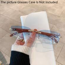 Unisex Luxury Wooden Frameless Glasses - Vintage Metal Frame, Brown Lenses, Decorative PC Lenses, Includes Metal Hinges And No Battery/Complex, Fashionable Glasses, Elegant Glasses - 金茶 - 查看 3