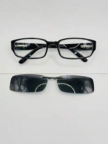 1 Piece Glasses Frame, Small Model, 2 In 1 Clip-On - Negro brillante - Ver 2