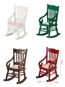 1 pieza Silla mecedora en miniatura de 4 pulgadas para casa de muñecas, decoración para el hogar/oficina, modelo de silla mecedora de lujo en miniatura, mini figura, artesanía de estantería, disponible en varios colores, mueble miniatura creativo, decoración de sobremesa, accesorio de escritorio de oficina, mini artesanía, decoración interior, accesorio para fotografía de escena - Multicolor - Ver 3