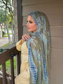 1件女士波西米亚风动物纹莫代尔头巾，秋冬街头情侣围巾，适合日常佩戴，可搭配长袍。