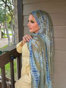 1件女士波西米亚风动物纹莫代尔头巾，秋冬街头情侣围巾，适合日常佩戴，可搭配长袍。