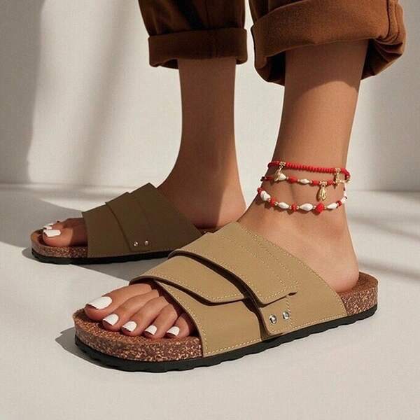 1 par de nuevas sandalias tejidas de unicolor para pareja, adecuadas para el hogar, la playa y todas las estaciones