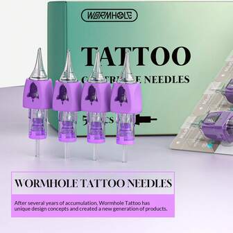 50pcs Mixed Sizes Disposable Wormhole Tattoo Cartridge Needles #12, 3RL - 11RL Round Liner For Tattoo Machine, Best - Selling