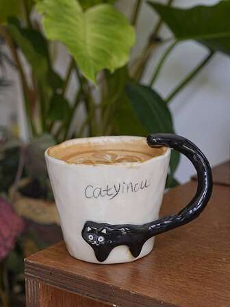 1 件复古手工釉面可爱 3D 猫陶瓷杯、咖啡杯、家用水杯、拿铁艺术杯、情侣礼物