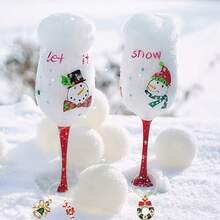 圣诞主题酒杯吊坠，附标签，用于识别高脚杯。酒杯吊坠，葡萄酒爱好者礼品，品酒派对礼品装饰，16件套 - 彩色 - 查看 6