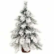 Tabletop Mini Christmas Tree, Simulated Snow Christmas Tree, Miniature Pine Christmas Tree With Wooden Base For Christmas Decorations, Home, Kitchen, Dining Table - White - View 1