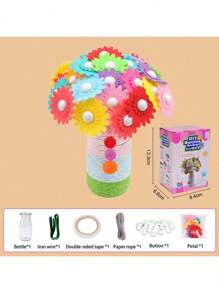 1pc DIY Button Bouquet Craft Kit – Handmade Flower Vase Arrangement Set,Mixed Color Fashion-Themed Plastic Button & Felt Petals, Creative Art And Crafts Project