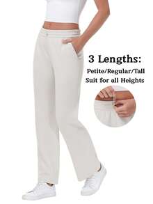 Women's Petite/Regular/Tall 3 Lengths Soft Rayon Sweatpants Breathable Pants With Adjustable Shockcord  Casual With Available Inseam - Màu be - Xem 3