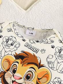 1 pieza Mono de bebé recién nacido con estampado lindo de león - Blanco - Ver 3