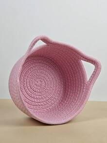 1Set Pink Kitten Style Cotton Rope Weaving Storage Basket Cartoon Animal Images Multiple Sizes Storage Basket Suitable For Bedrooms, Living Rooms, Toys, Snacks, Cosmetics Storage Classification Christmas Gifts