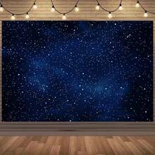 1 个星空背景横幅 - 深蓝色宇宙场景、闪烁的星星、耐用的涤纶面料，非常适合新年、生日派对、婚礼和主题活动，有多种尺寸可供选择，天体装饰 - 彩色 - 查看 5