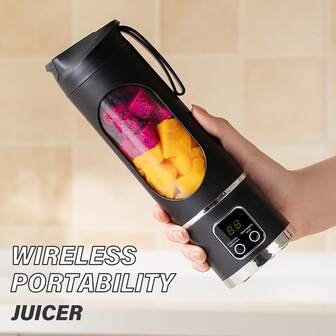 1500mAh USB Rechargeable Portable Smoothie Blender With LED Display - 12 Blades - Small Juicer Mixer For Instant Nutrition. Portable Juicing Cup For Fresh Juice On The Go! 12 Blade High-Power Blending, USB Charging, 1500mAh Long-Lasting Battery, Large Capacity, Leak-Proof Safety Lock, Easy Cleaning, Stylish Juice Cup, Multiple Colors Available. Leakproof Multifunctional Fruit & Vegetable Blender, Smoothie Cup, One-Second Cleaning, Personal Blender