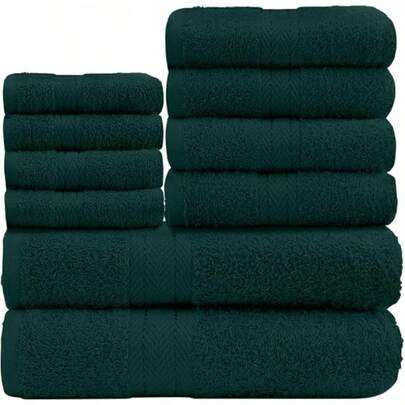 GC GAVENO CAVAILIA 10 Piece Towel Bale Set |   Quick Drying Cotton Towel Highly Absorbent 450 GSM Black Towels Set |   Bathroom Towels Bale Set 4x Face 4x Hand 2x Bath Towels
