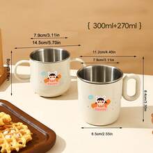 Cană de apă din oțel inoxidabil 304 cu mâner, cană de cafea cu lapte cu perete dublu, model drăguț de desene animate, cană detașabilă anti-opărire, potrivită pentru copii, studenți și adulți, pentru a fi utilizată la școală, birou, camping în aer liber, picnic