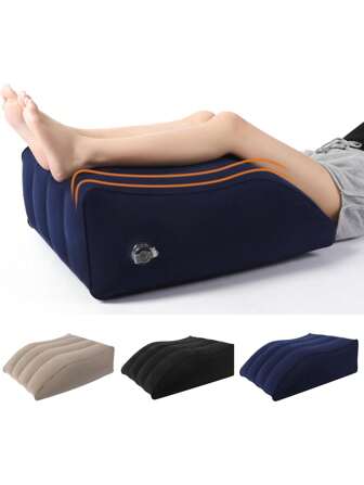 1 件充气腿部和膝盖缓解支撑垫，腿部抬高枕，楔形枕轻轻抬高腿部以放松肌肉和舒适肿胀，充气楔形枕用于睡眠腿枕用于睡眠便携式腿枕旅行必需品假期