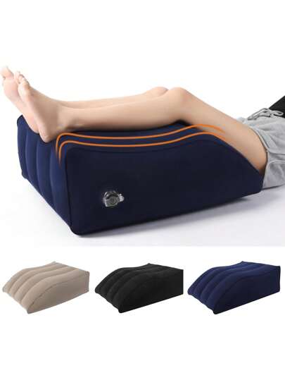 1个充气腿膝支撑垫，抬高腿部，楔形枕，轻柔抬腿，放松肌肉，缓解肿胀，充气楔形枕，睡眠腿枕，便携式腿枕，旅行必备，度假休闲配件