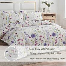 Twin/Full/Queen/King Quilt Set, 3 Piece Floral Bedding Set Microfiber Bedspread Coverlets For Beds - Hoa mơ mộng - Xem 2