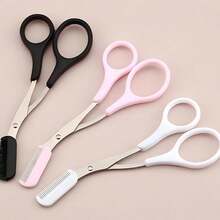 Tijeras para cejas color rosa con peine, set de maquinilla de afeitar para cejas con hoja de seguridad y funda de precisión, herramientas para dar forma a las cejas para mujeres, adecuado para uso en viajes o salón de belleza, accesorios de cabello, artículos esenciales de viaje, fácil de transportar, set para viajes, artículos de viaje, vacaciones, playa, regalo para mujeres y niñas