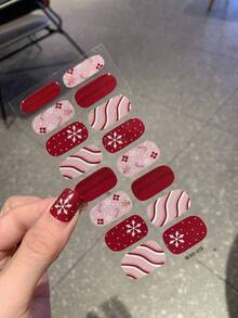 1pc New Christmas Celebration Nail Art Stickers, Full Nail Wraps, Waterproof Peel-Off Nail Stickers, Women's Nail Art, Self-Adhesive Nail Stickers, Easy To Use, Suitable For Holiday Decoration, Party Decoration, Birthday Gifts