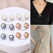 3pc Waist Brooch Tightening Waistband Faux Pearl Pin Buckle Clothes Skirt Waist Pin Pants Buckle Brooches - 1 - 查看 2