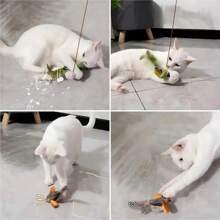 Interactive Cat Toy - Realistic Chirping Sound, Artificial Feathers, Soft Feather Wand, Handmade Design, Solo Play & Hunting Fun, Suitable For All Cats, Physically Activated, No Battery Required