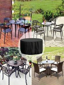 1pc Round Furniture Cover, Table & Chair Protective Cover, Wholesale Garden Furniture Round Table Dust Cover